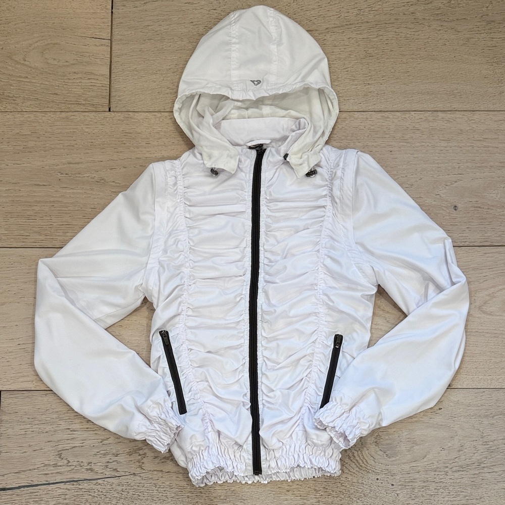 Colosseum Athletics Ruched Front Panel Full-Zip Jacket in White Size Small